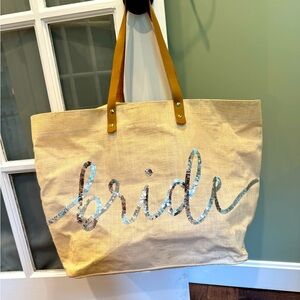 Bride Tote Bag with Faux Leather Handles